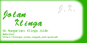 jolan klinga business card
